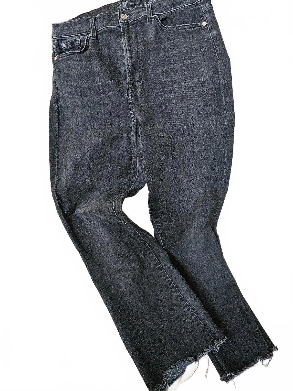 7 For All Mankind. Black Jeans. High Waist. Slim Kick. Sz. 31. Raw Edge Bottom.