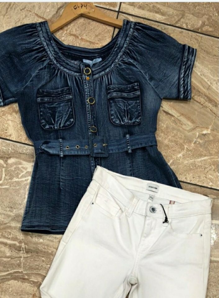 Denim belted top