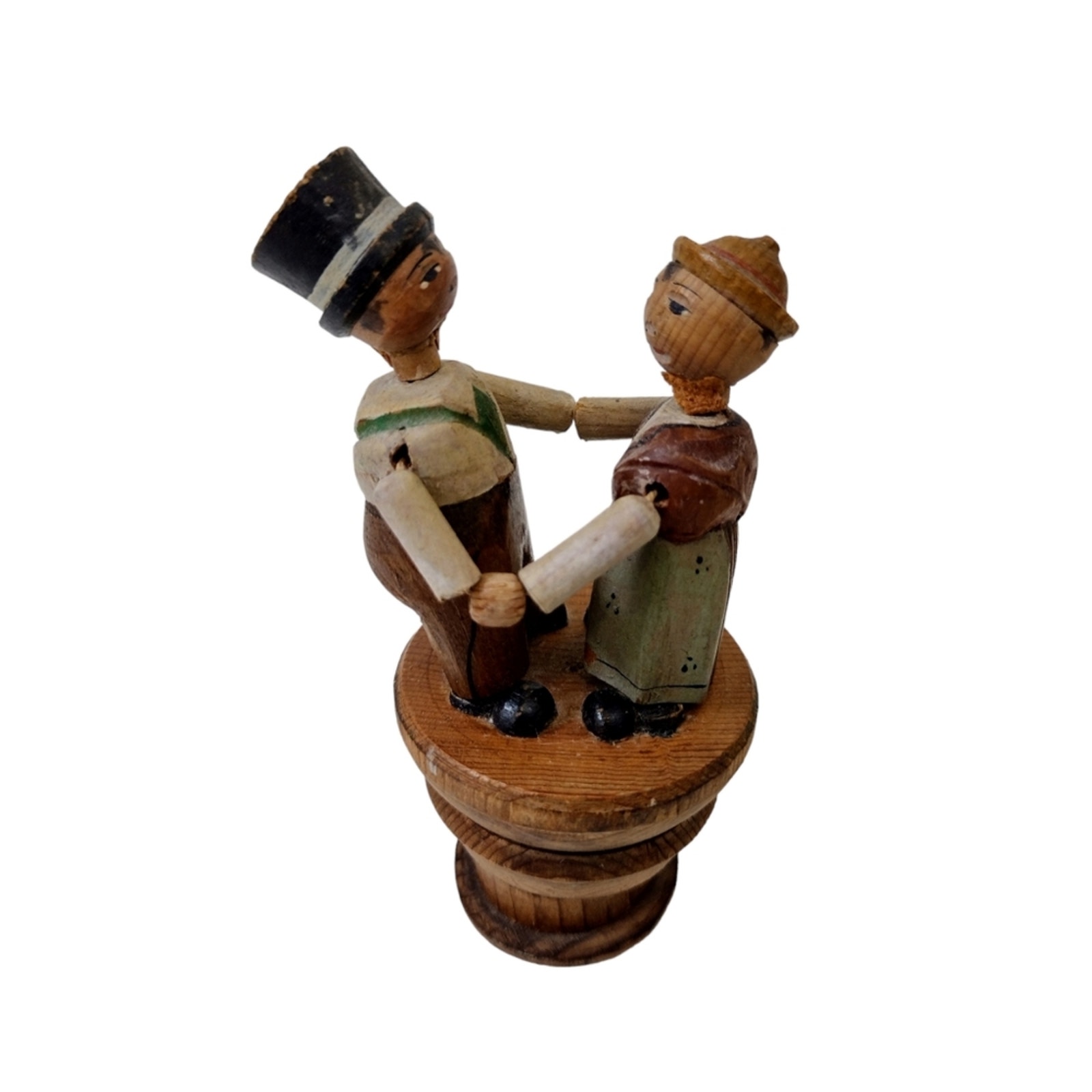 Vintage ANRI Italian hand carved Dancing Couple bottle stopper-Rare