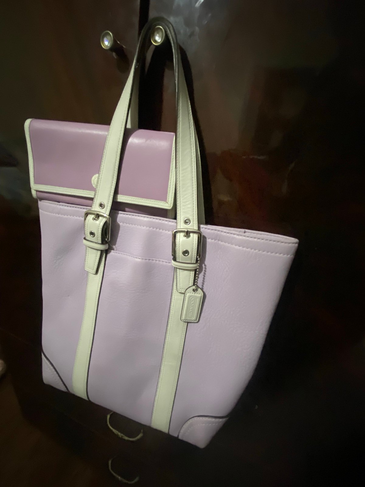 Lavender Coach vintage leather bag