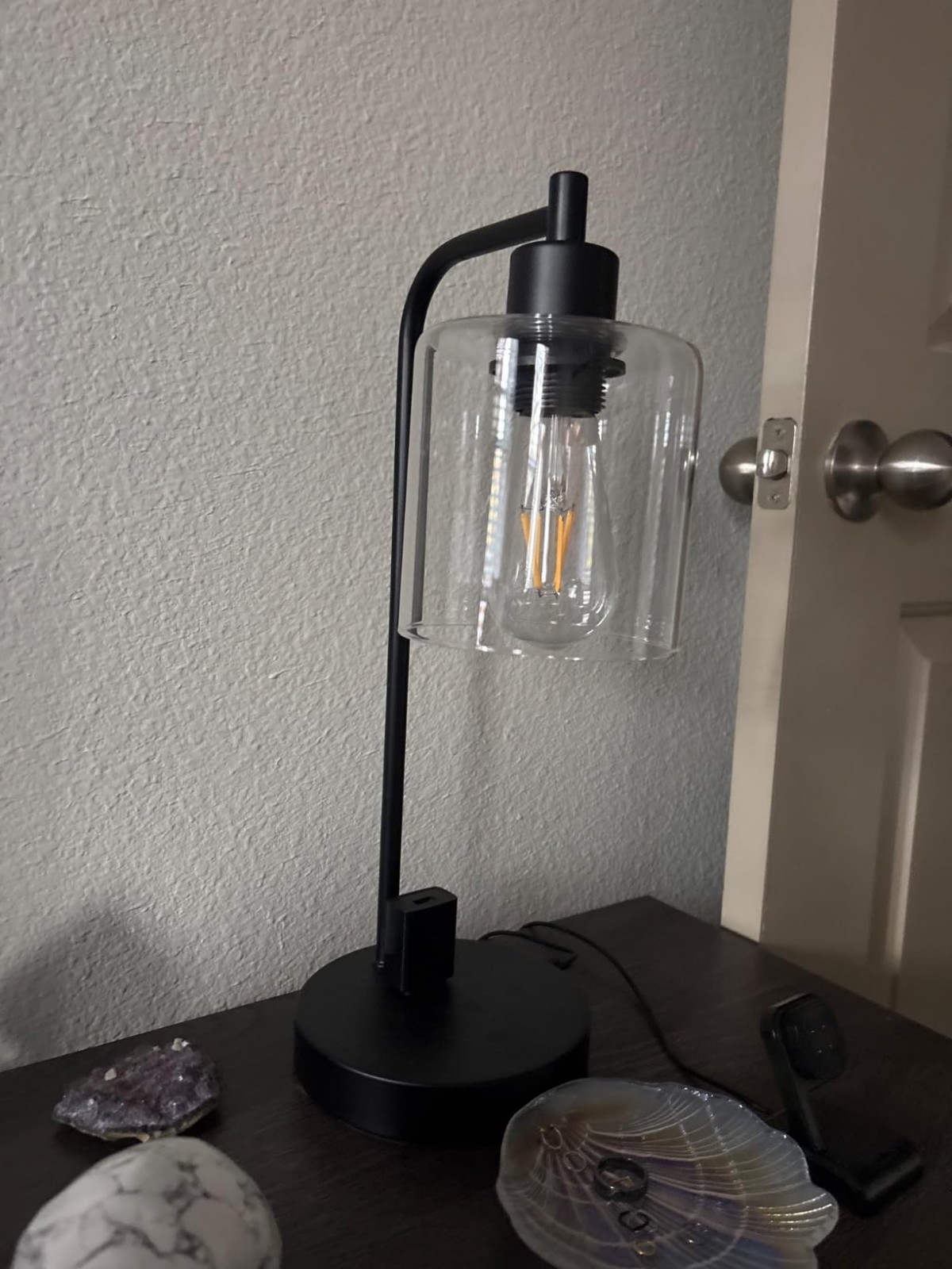 Set of 2 Industrial Touch Control Table Lamps with 2 USB Ports and AC Outlet - 3