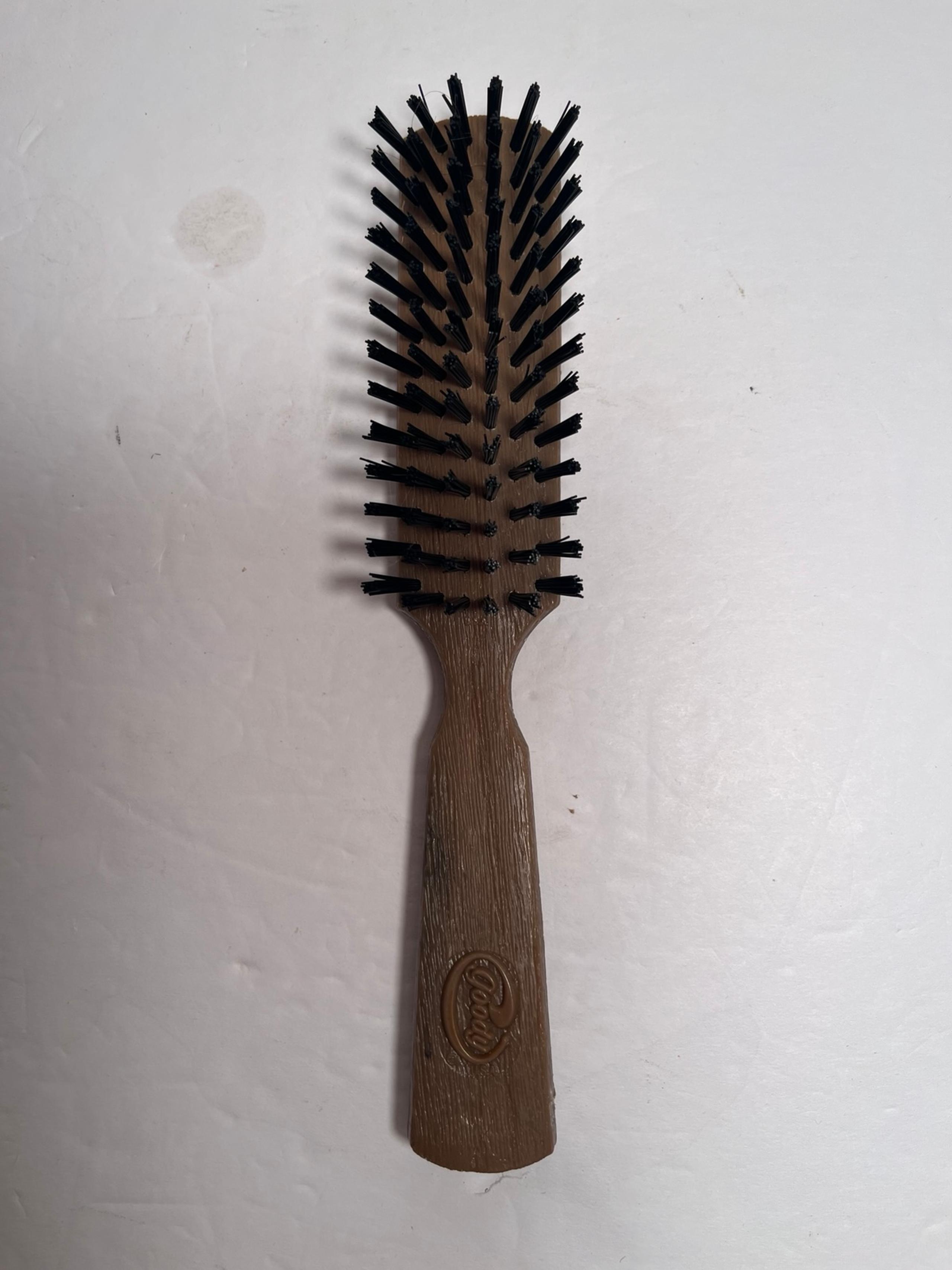 Vintage Goody Nylon Bristles Smoothing Hair Brush Brown Faux Wood Grain 7.5”