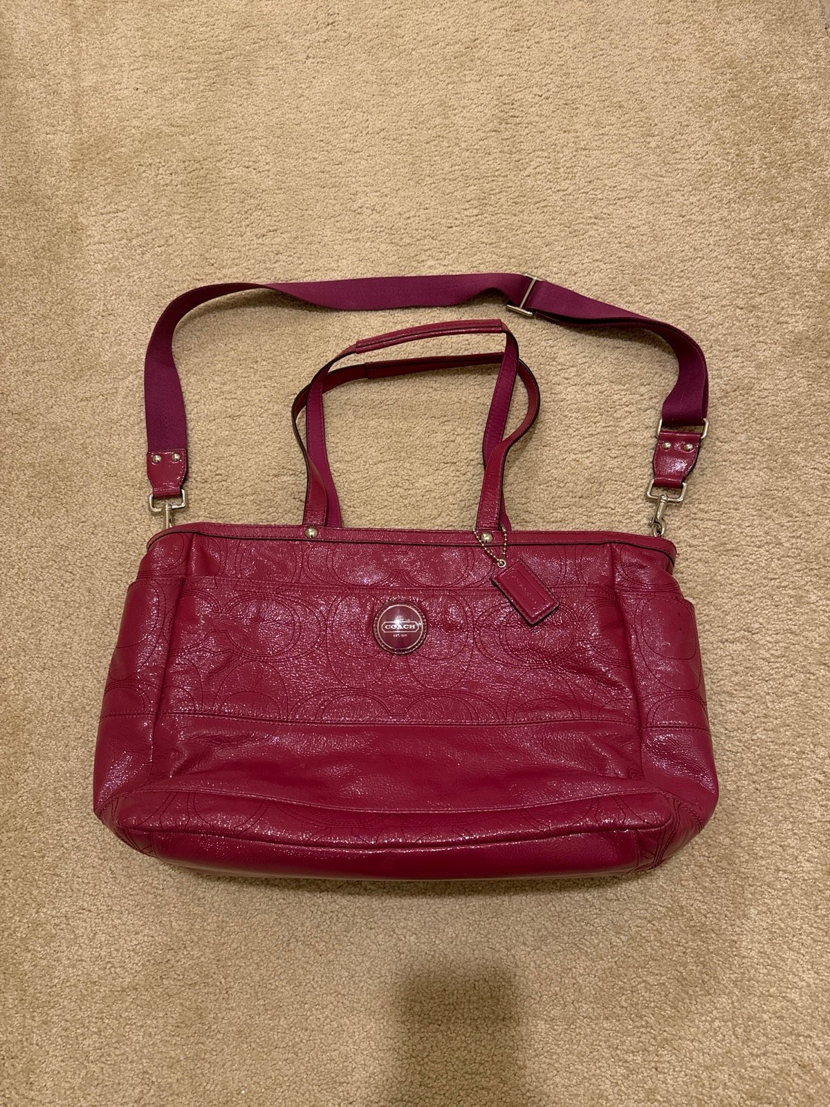 Leather Coach diaper bag
