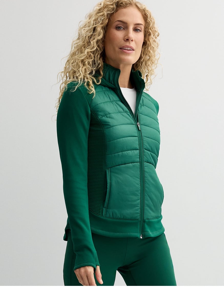 New green hooded mixed media jacket size XL
