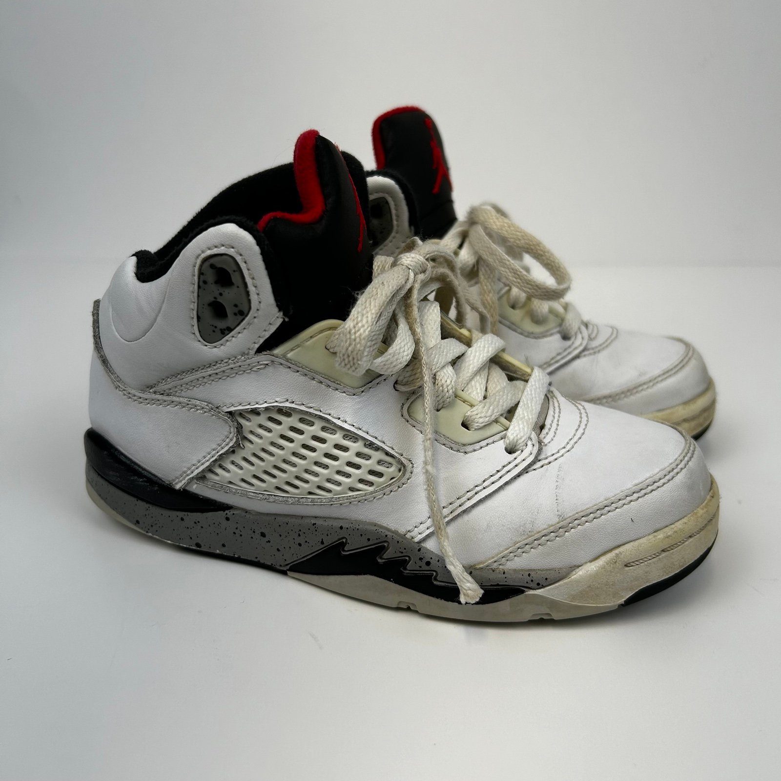 Nike Jordan 5 Retro PS Kids Shoe Size 12 C White/Grey/Red 440889-104