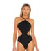 NEW FELLA Sabath One Piece Swimsuit Monokini Waist Cutout Halter Strap Black