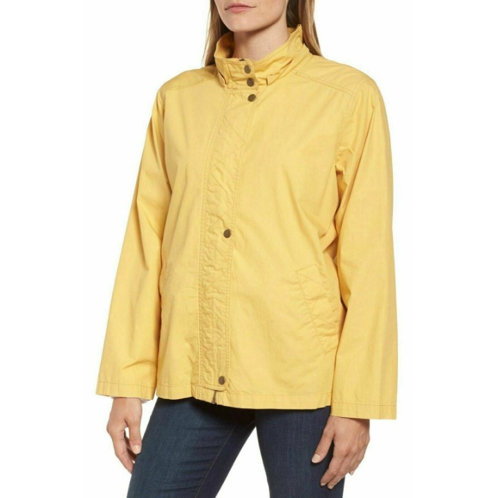 Caslon Women's Petite Yellow Short Techy Cotton Parka Size XS