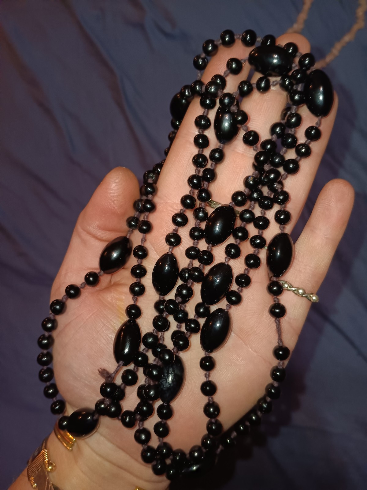 Hand knotted Obsidian necklace