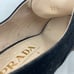 PRADA Black Suede Calf Hair Leopard Print Peep Toe Wedge Heels Women's 7.5