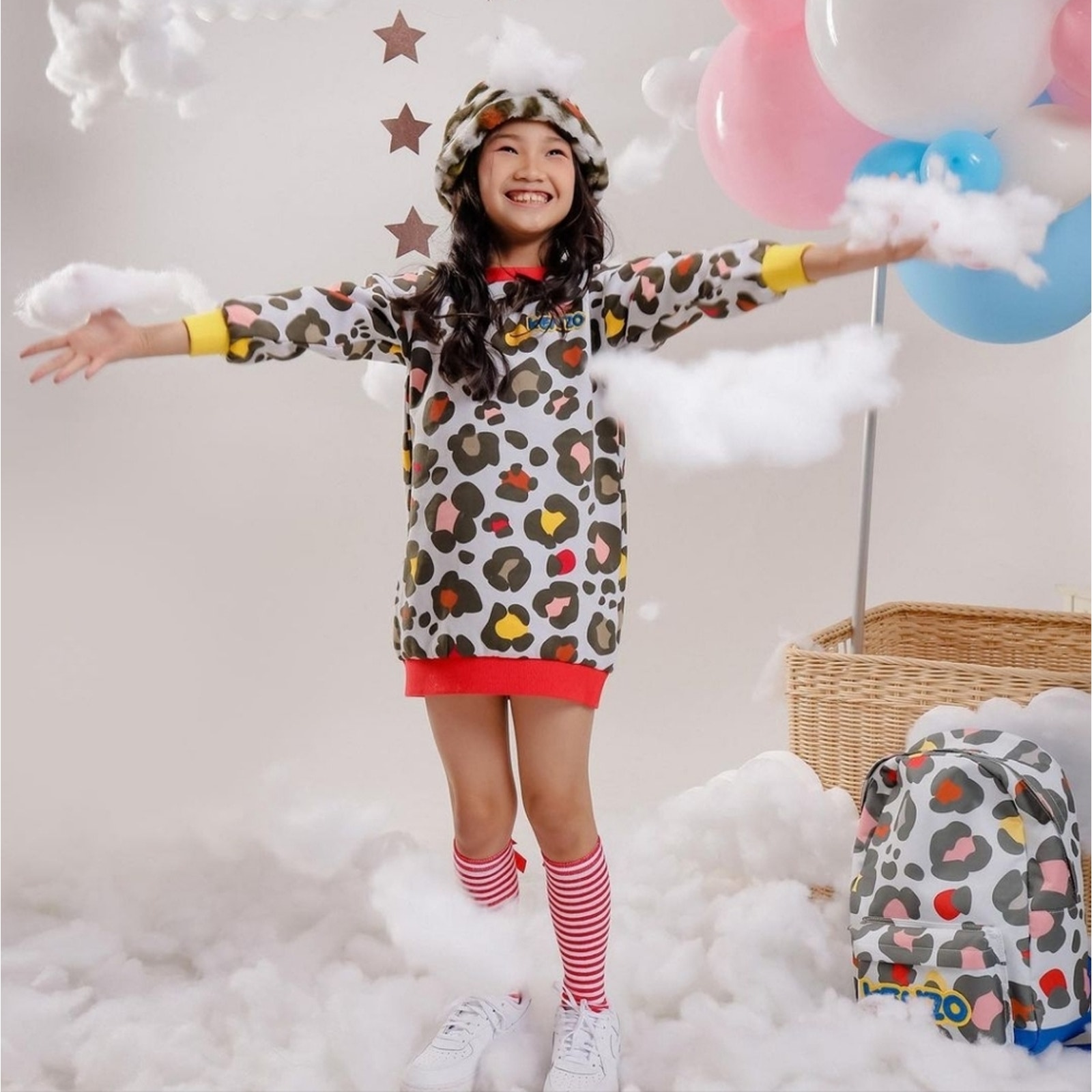 Kenzo Leopard hooded dress sweater 120 kids 6/7