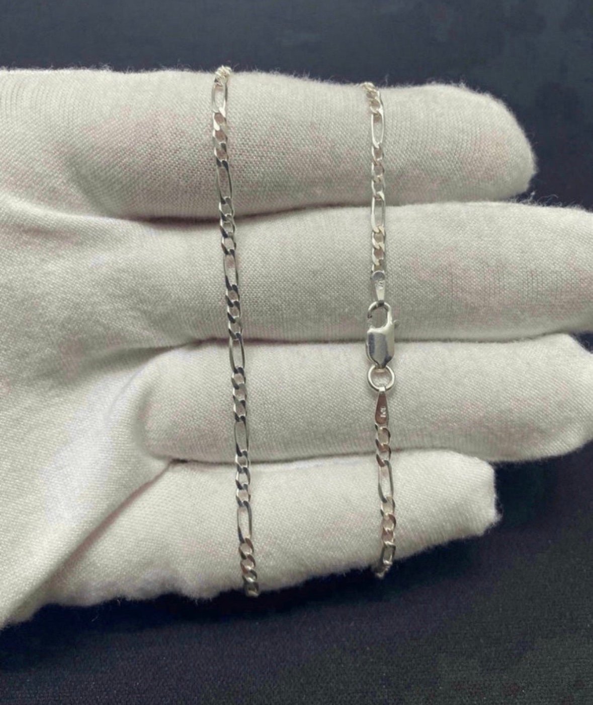 Solid Sterling Silver 2mm Figaro Chain