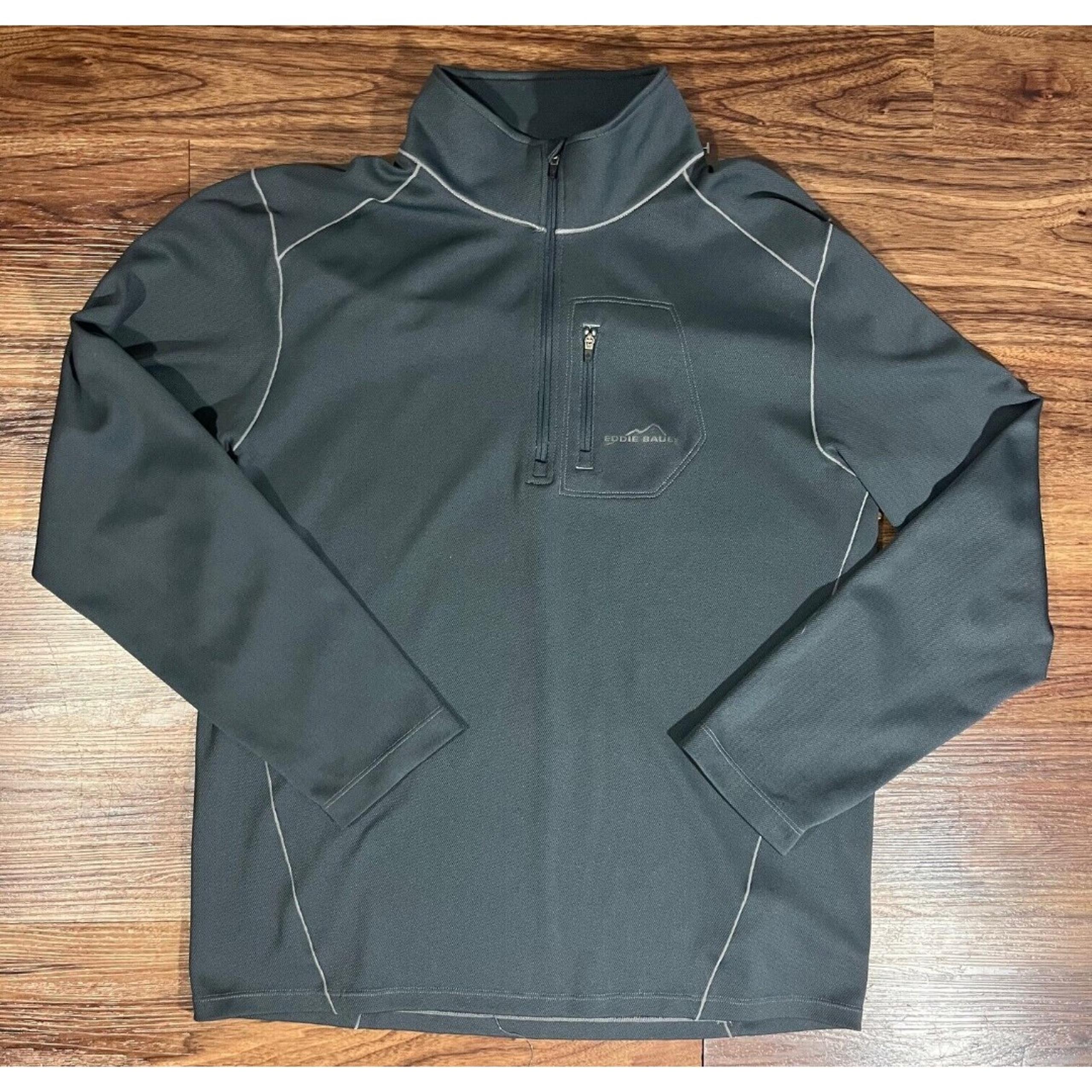 Eddie Bauer Active Fit Sweater Men Pullover Quarter Zip Gray Sweatshirt Sz Large