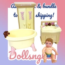 Fisher Price Loving Family Dollhouse Baby Bath Armoire Sink VTG Baby