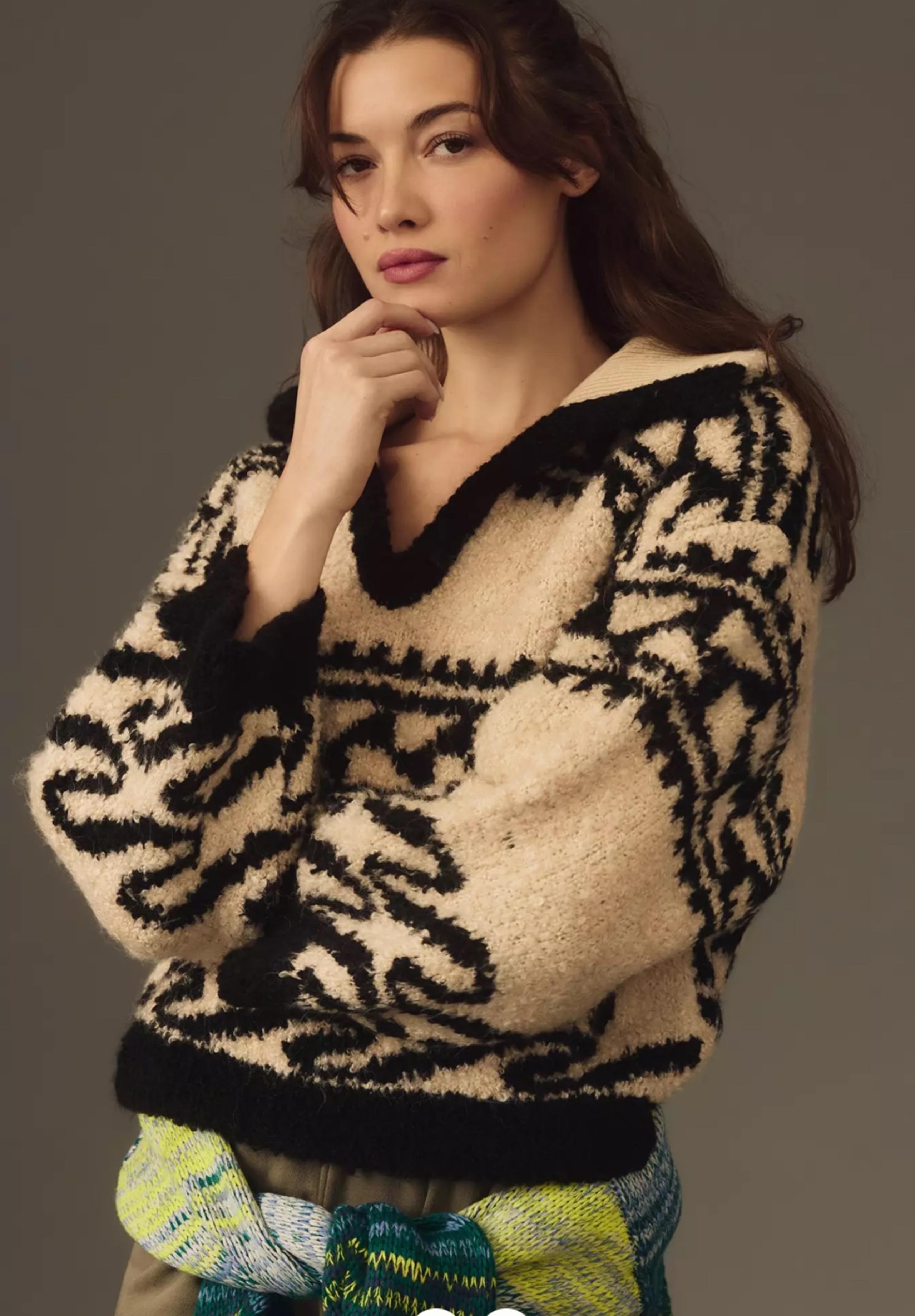Anthropologie Pilcro collared v-neck pullover sweater Sz XL