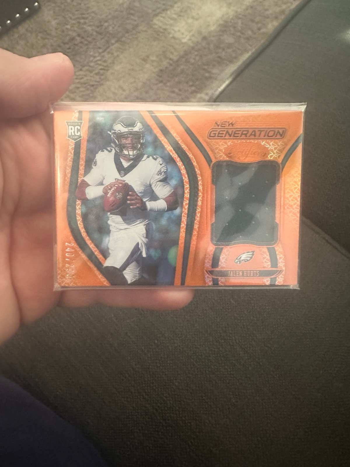 JALEN HURTS 2020 ROOKIE PATCH CARD - PANINI NEW GENERATION 240/299 MINT!