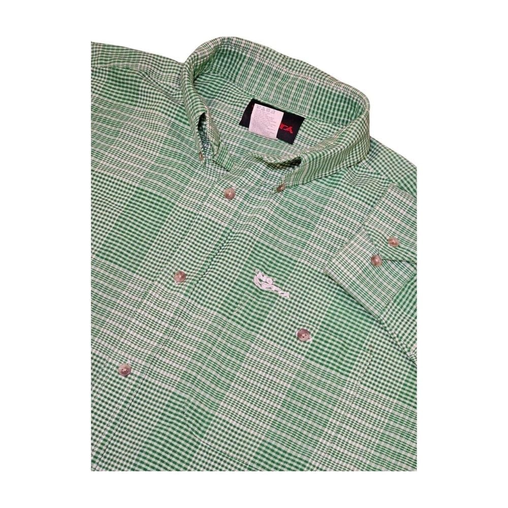 VTG MO BETTA Long Sleeve 90s Button Down Green Gingham Shirt Rodeo Men's XL