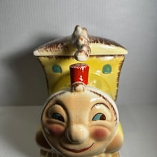 Vintage Cookie Jar Anthropomorphic Yellow Choo Choo Train California Pottery