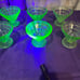 Vintage Block Optic Green Depression Glass Dessert Sherbet Dish Anchor Hocking 6