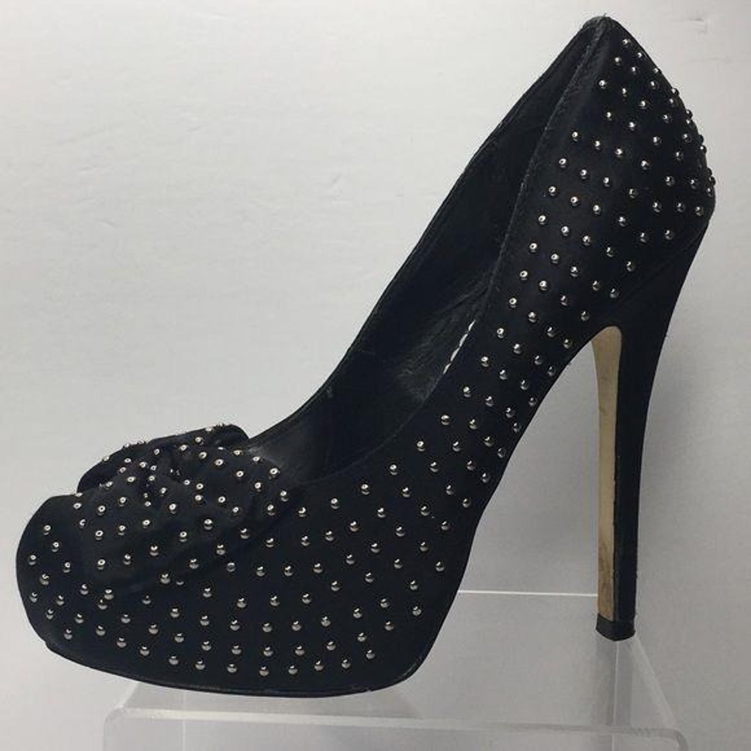 Bebe Studded Bow Stiletto Platform Heels