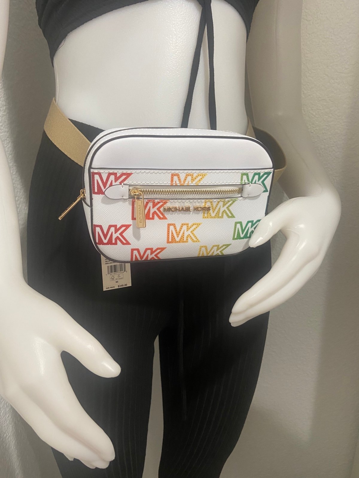Michael Kors Optic White Multi Small Belt Bag