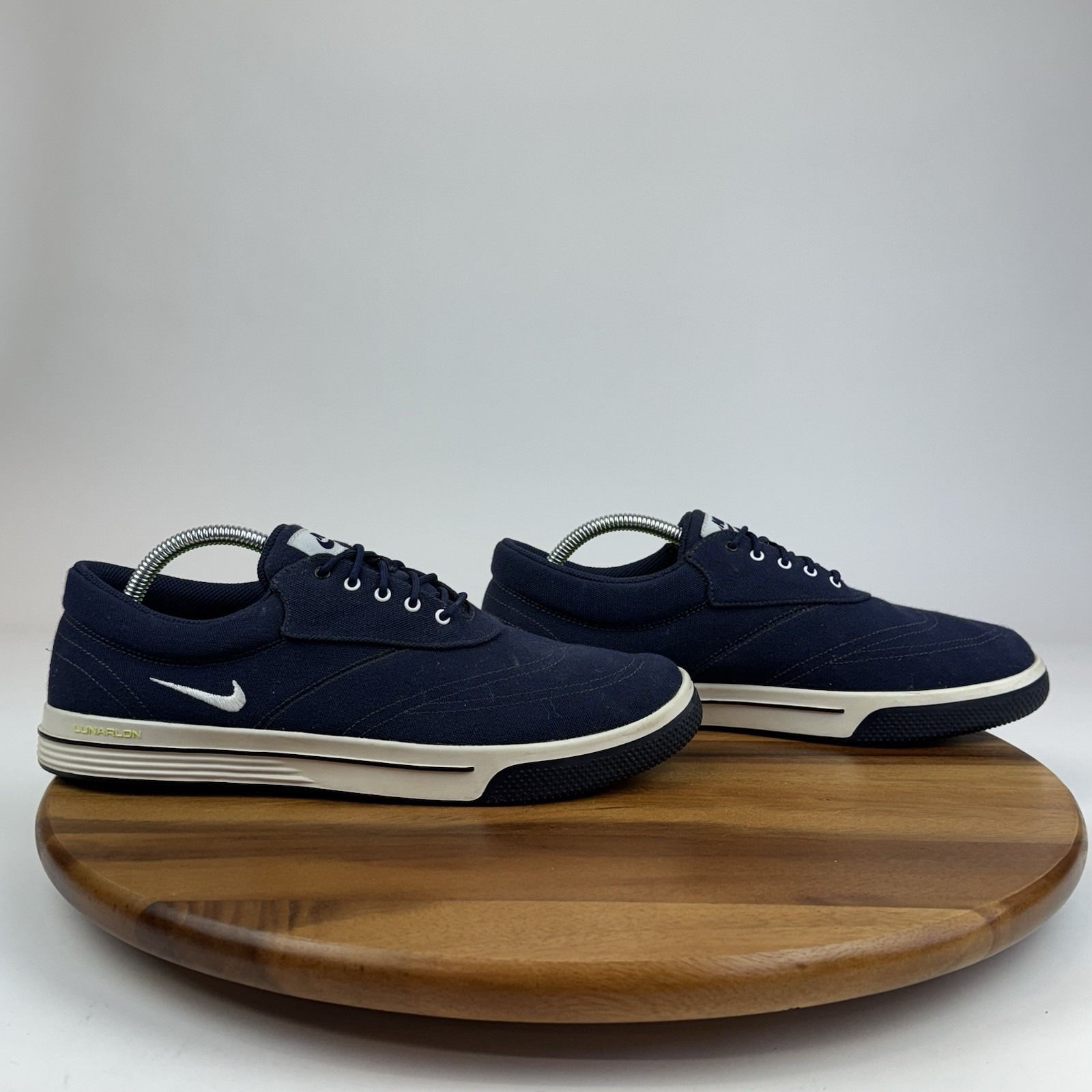 Mens Nike Lunarlon Swingtip Navy Blue Canvas Casual Golf Sneakers Shoes Size 10