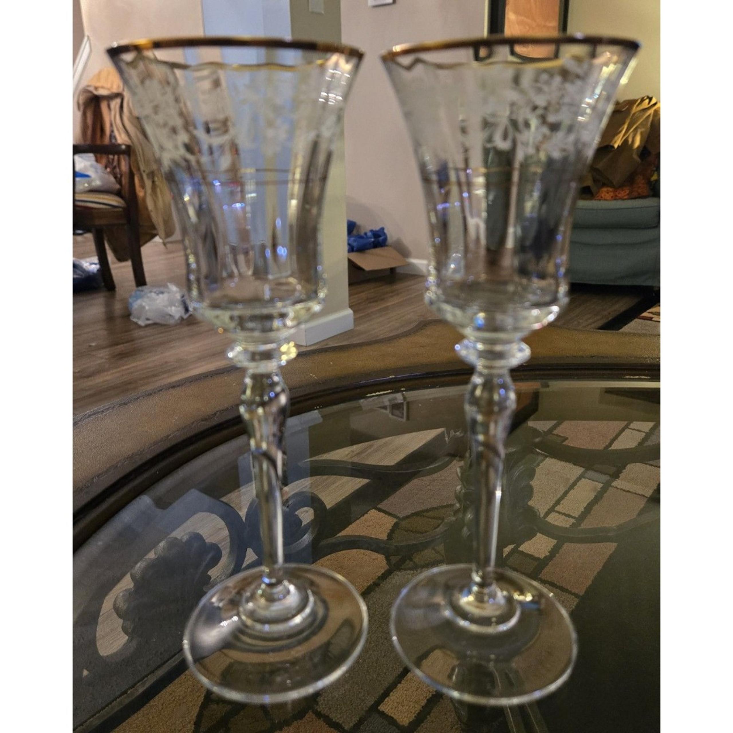 Vintage Mikasa “Antique Lace” (Older Design) Wine Glass Goblets 8 5/8”