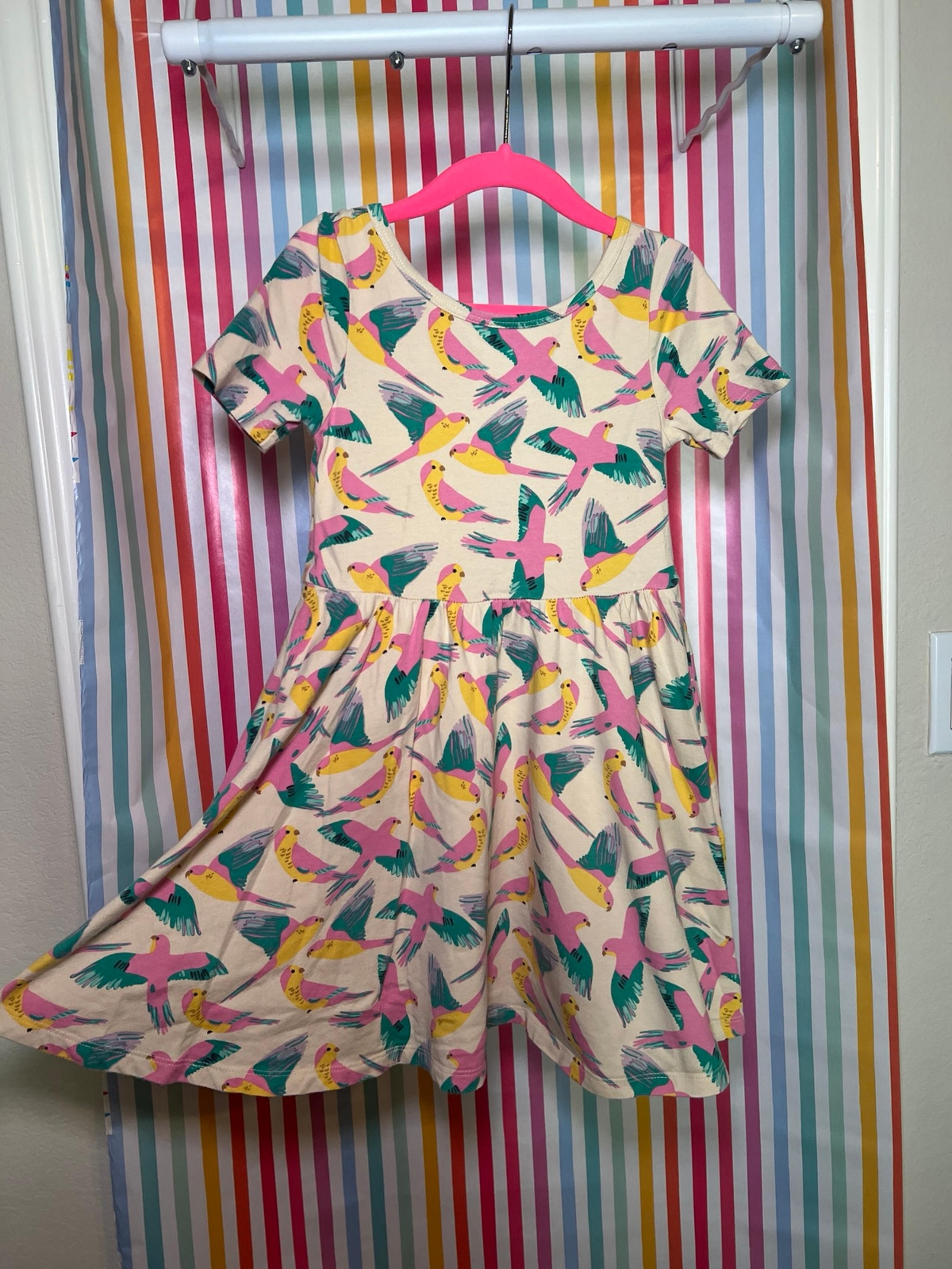 Girls dress - size 5 - tea collection - colorful birds