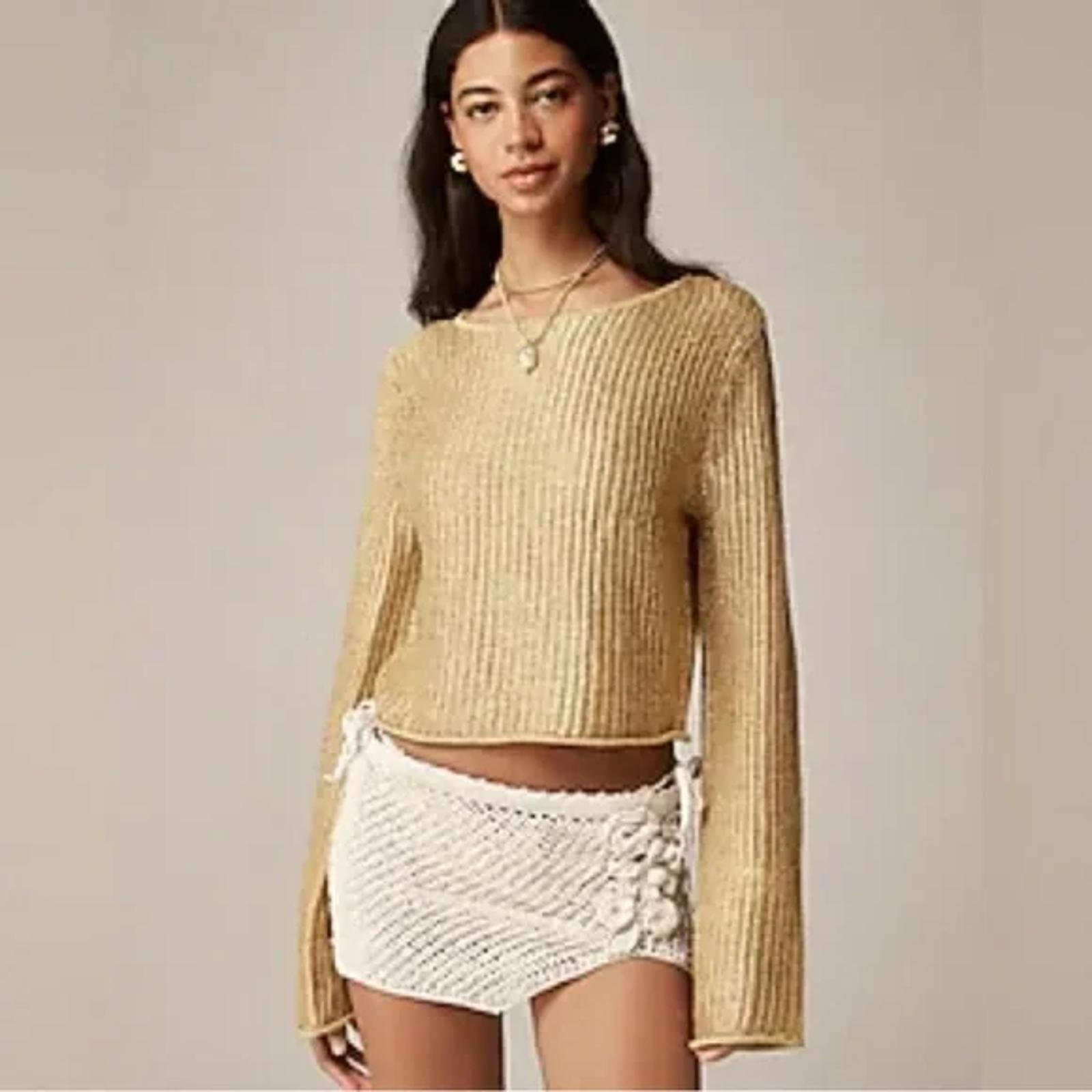 J.Crew Collection metallic open-weave sweater