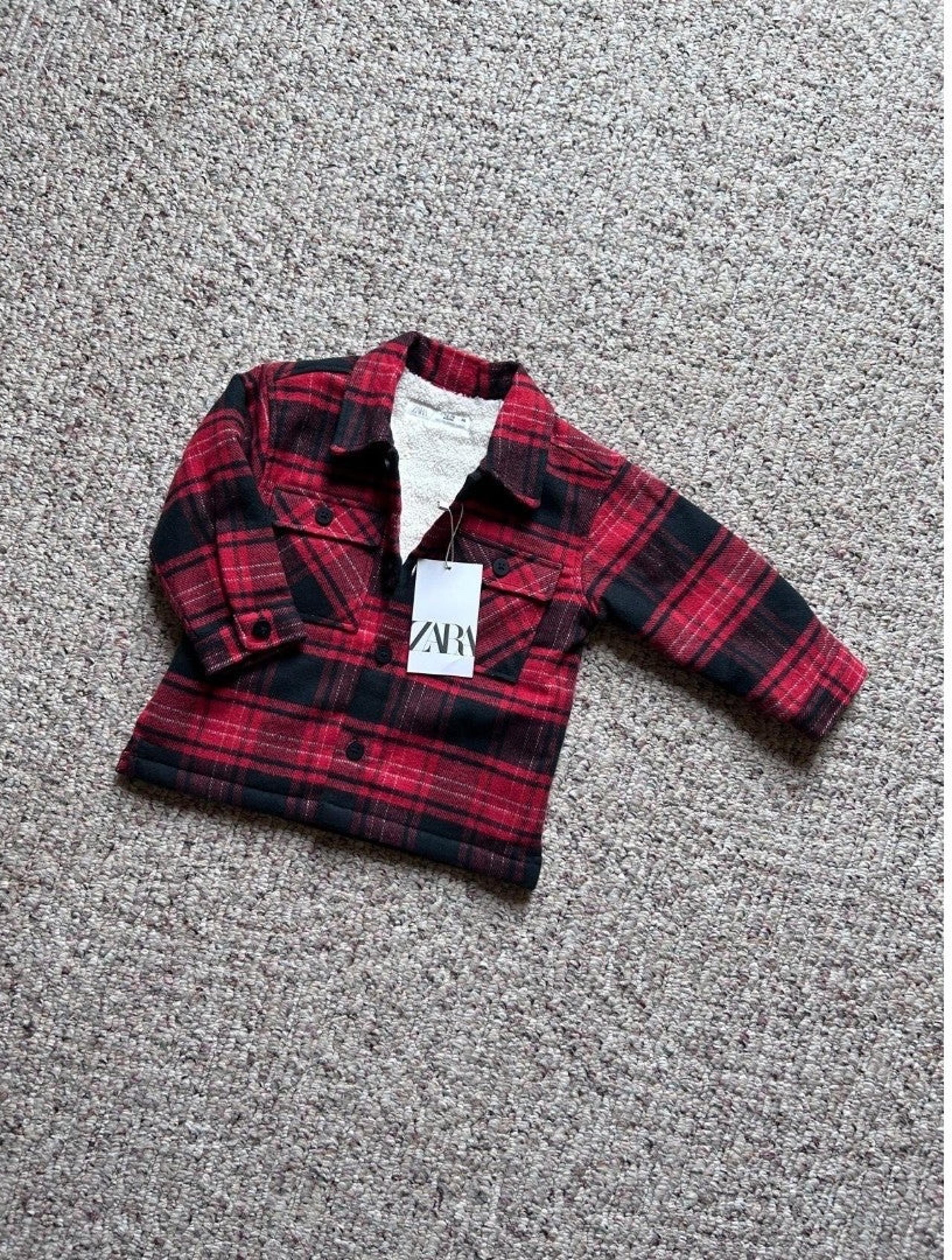 Zara kids baby boys FLEECE PLAID OVERSHIRT coat jacket 12-18 months