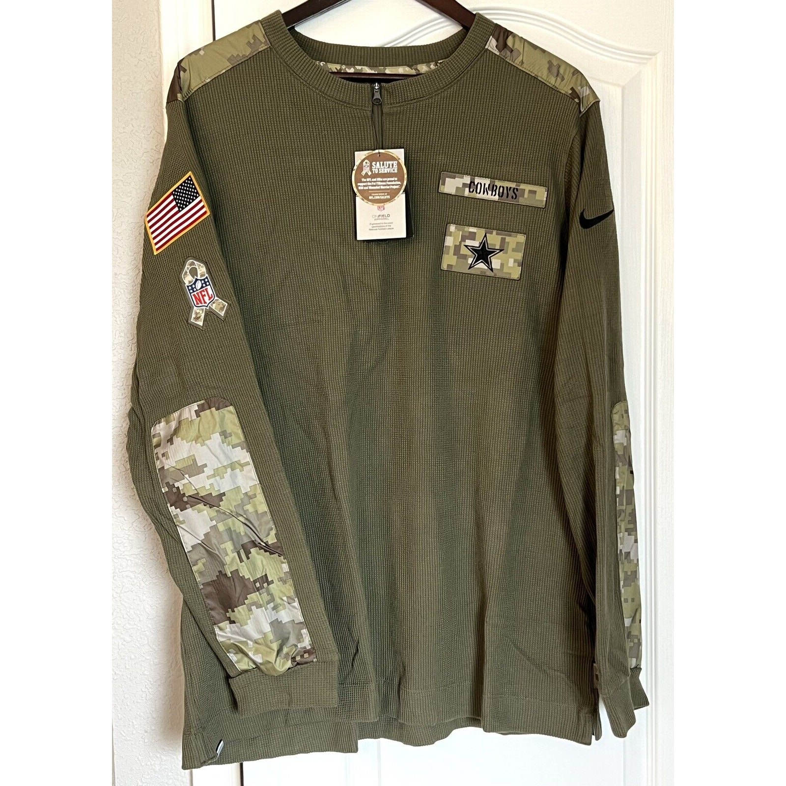 Nike DALLAS COWBOYS Salute to Service 2XL 1/4 Zip Henley Thermal L/S Shirt XXL