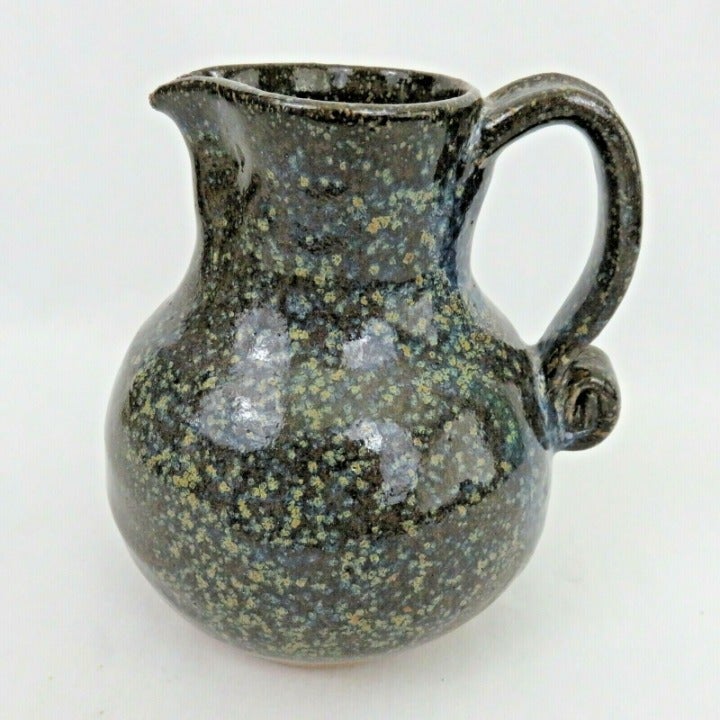 Vintage Hand Thrown Pottery Water Pitcher 44 Ounce Speckled Rustic Jug Vase Vintage Hand Thrown Pottery Water Pitcher 44 Ounce Speckled Rustic Jug Vase