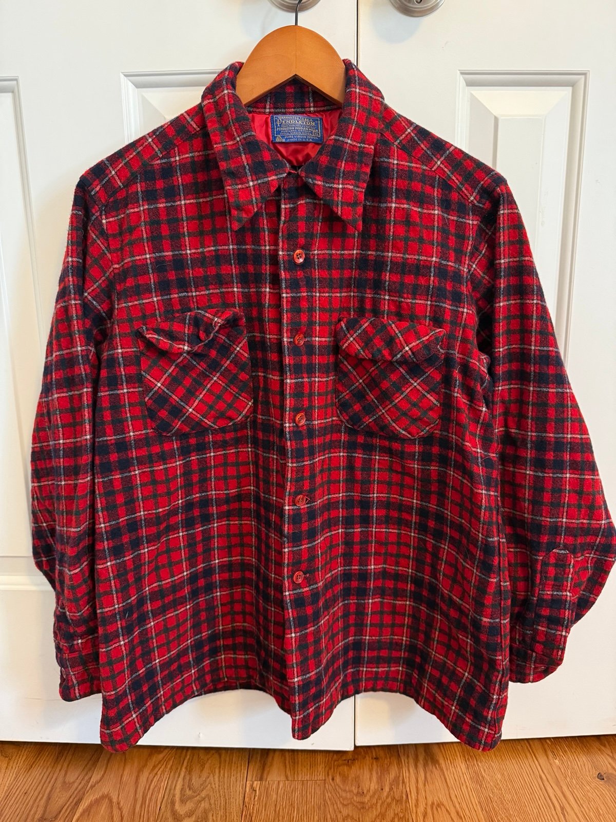 Pendleton Vintage Virgin Wool Button Down Flannel Shirt size XL