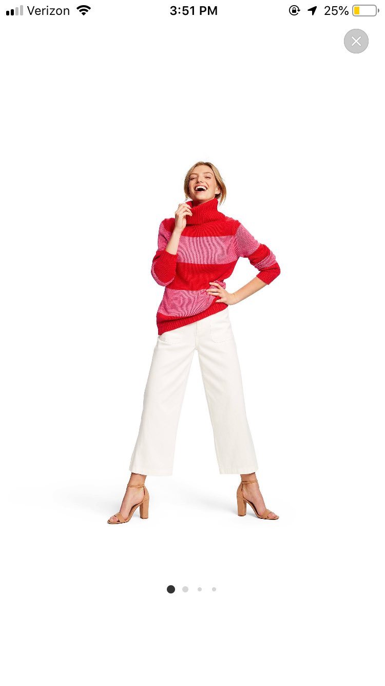 Striped Long Sleeve Turtleneck Pullover