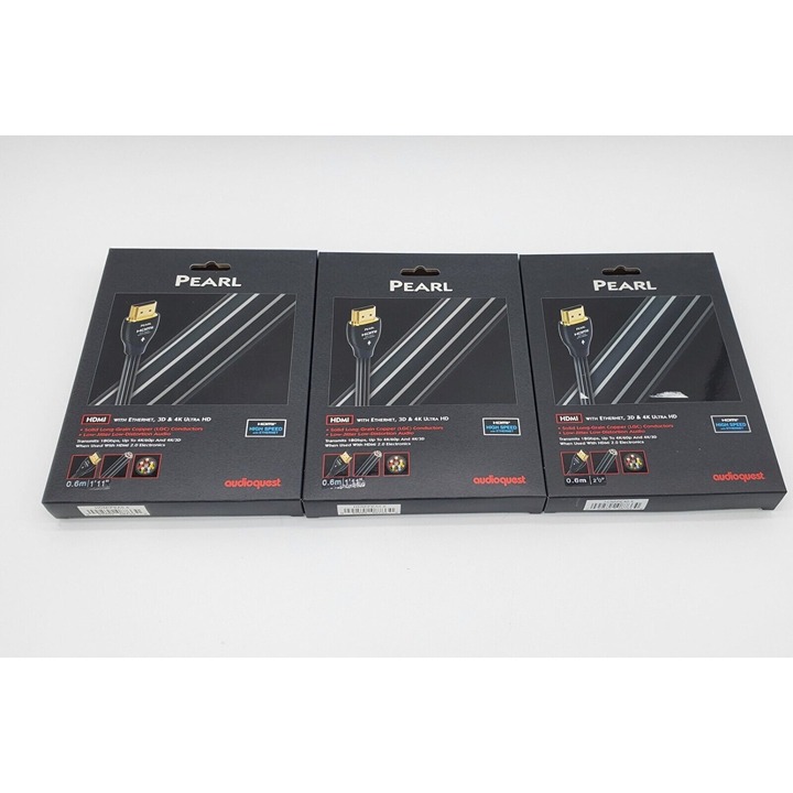 Pack of 3- PEARL PRO HDMI (4K/7.1) AWARD 2024 CABLE 2FT NIB DOLBY ATMOS/BDP, EIZO-CS