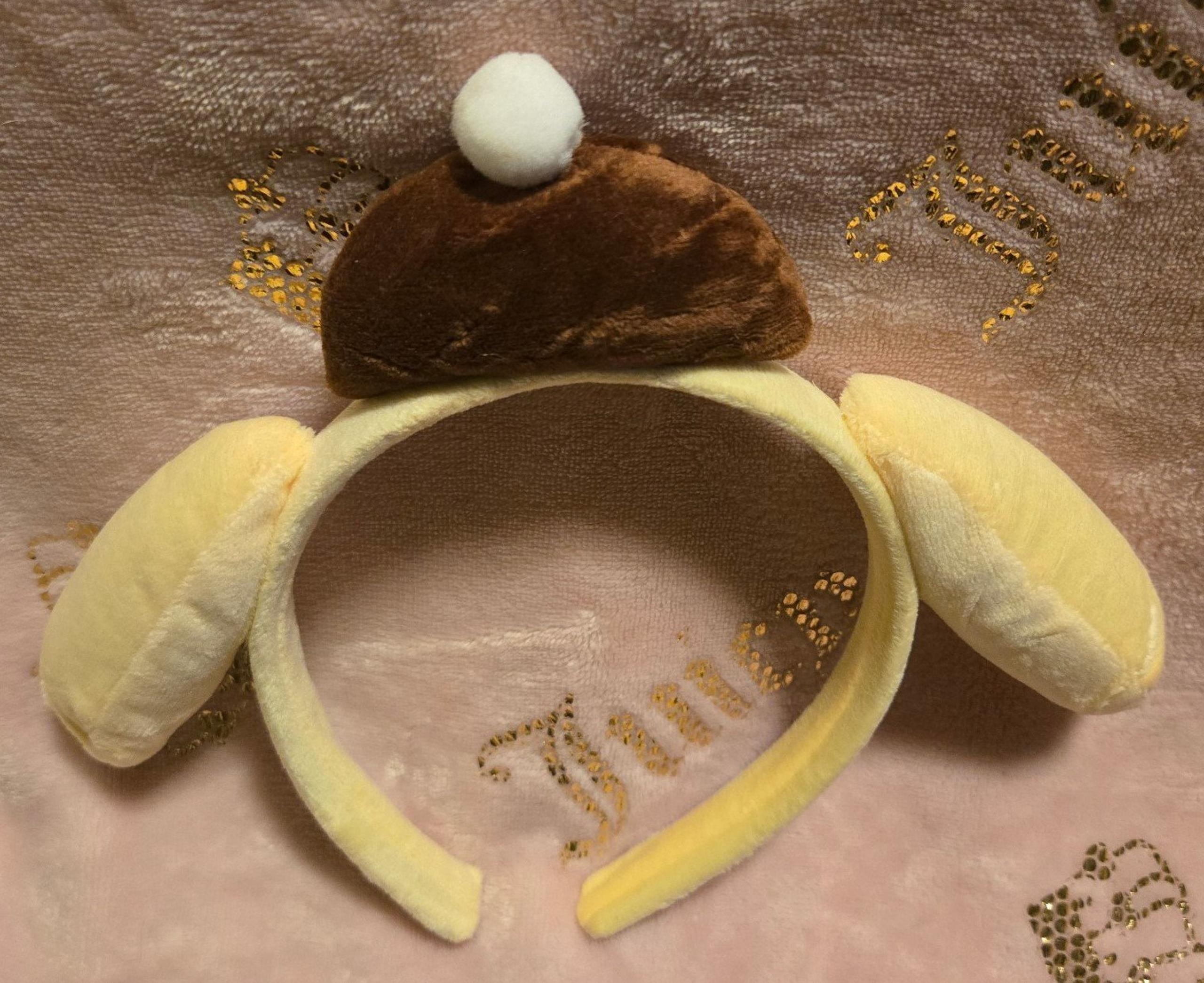Pompompurin Sanrio Headband Soft Plush 3D With Hat & Pompom NEW Bundle Me! GIFT!