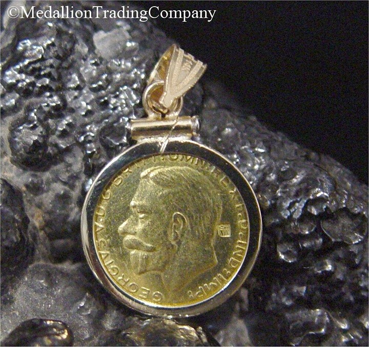 14k Replica King Saint George Sovereign Dragon Coin Reversible Screw Top Pendant
