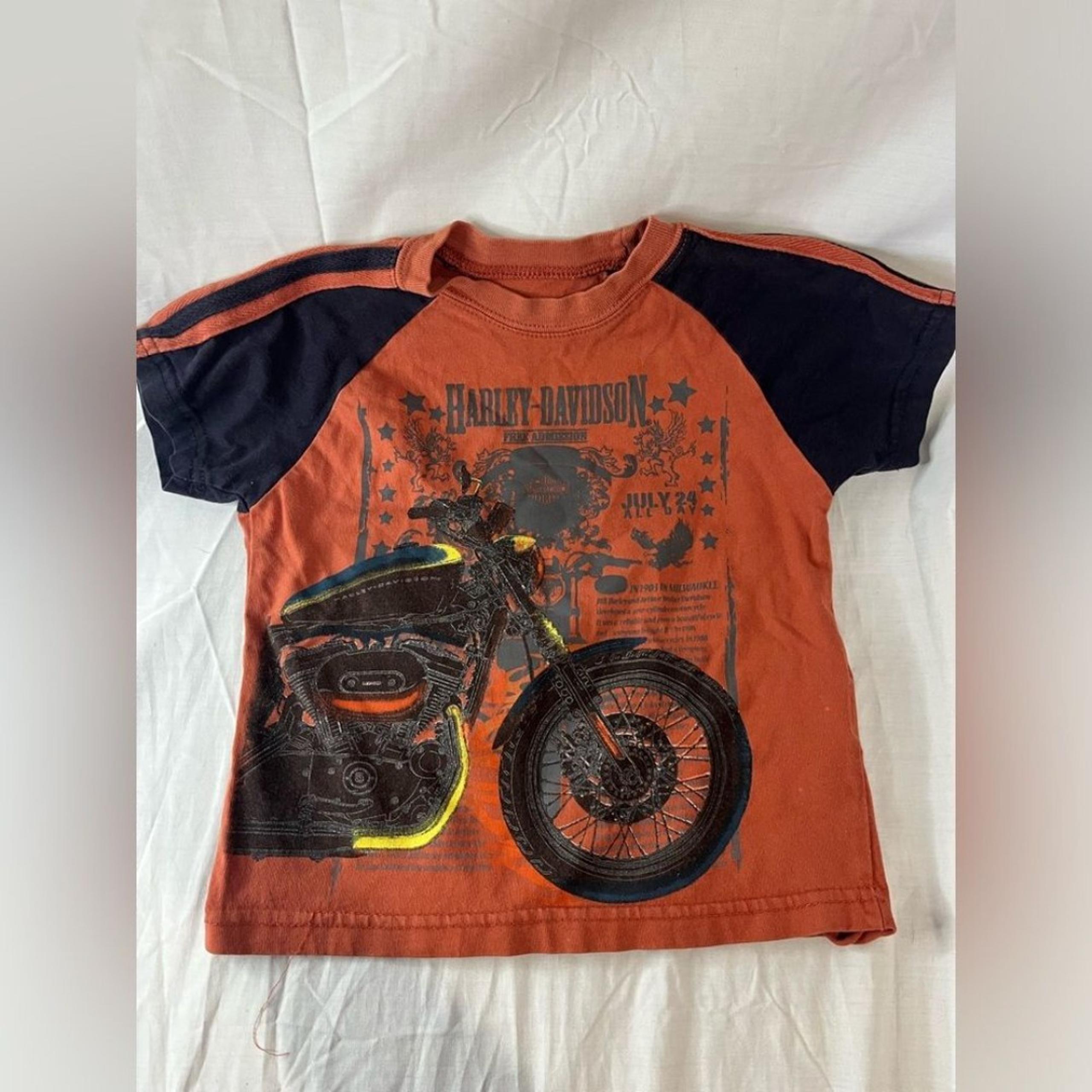 Harley Davidson little boy size 2t orange motorcycle shirt