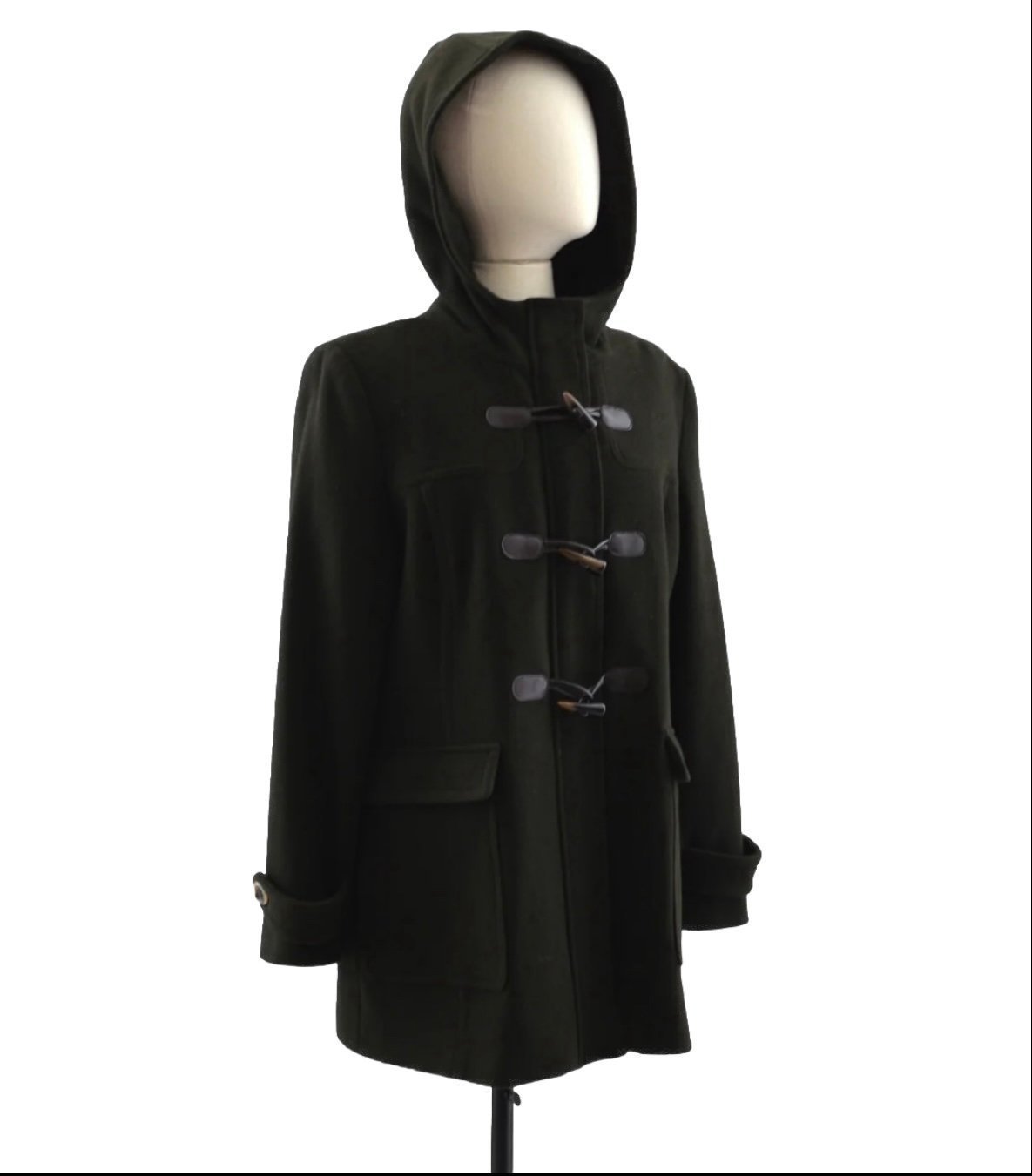 Pendleton Rare Green Wool Coat With Hood & Toggle Closure Women's Size L/XL