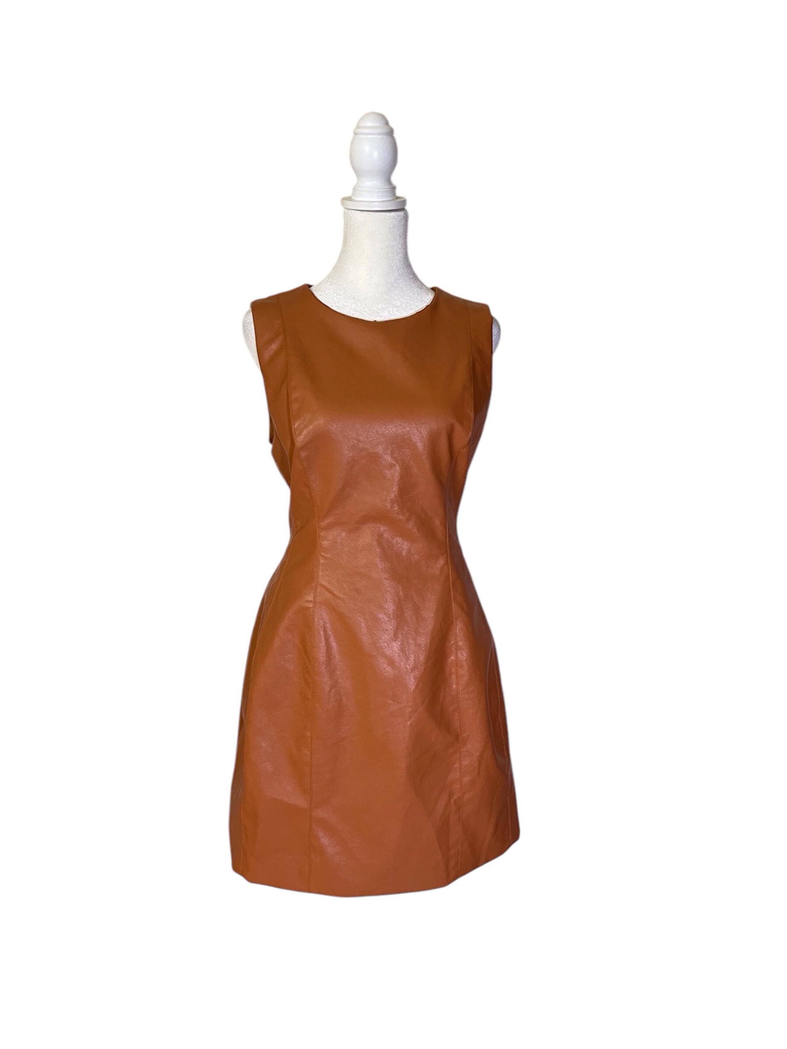 Mustard Seed Sleeveless brown vegan Leather Dress Size Large