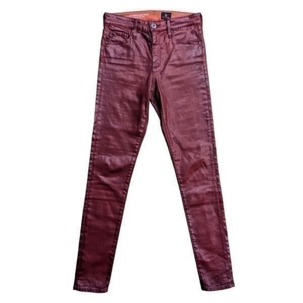 AG Adriano Goldschmied The Farrah Skinny Ankle High-Rise Red Coated Jeans 26R