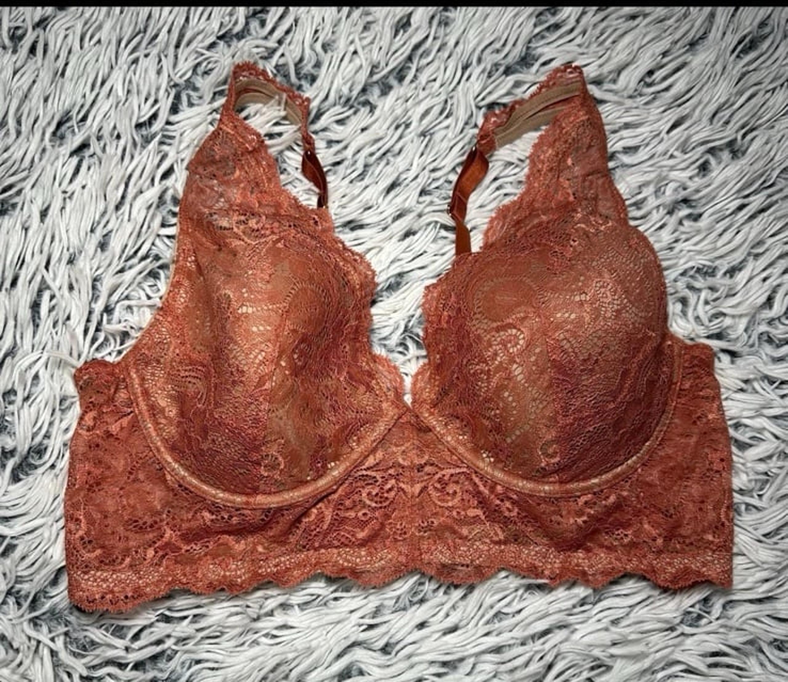 Thirdlove Longline Lace Plunge Bra Amber Orange Size 40B