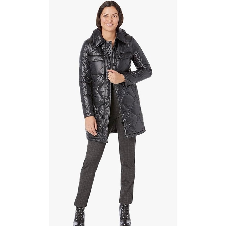 Calvin Klein Onion Quilt Jacket Pearlized Black Size M New With Defects