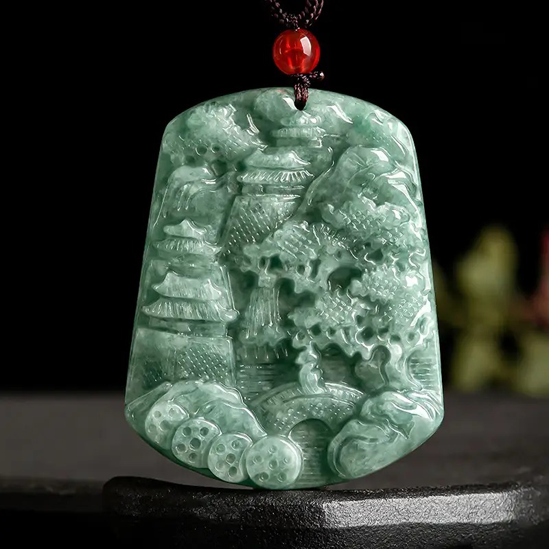 Men's necklace real A -level ice code healing jade necklace