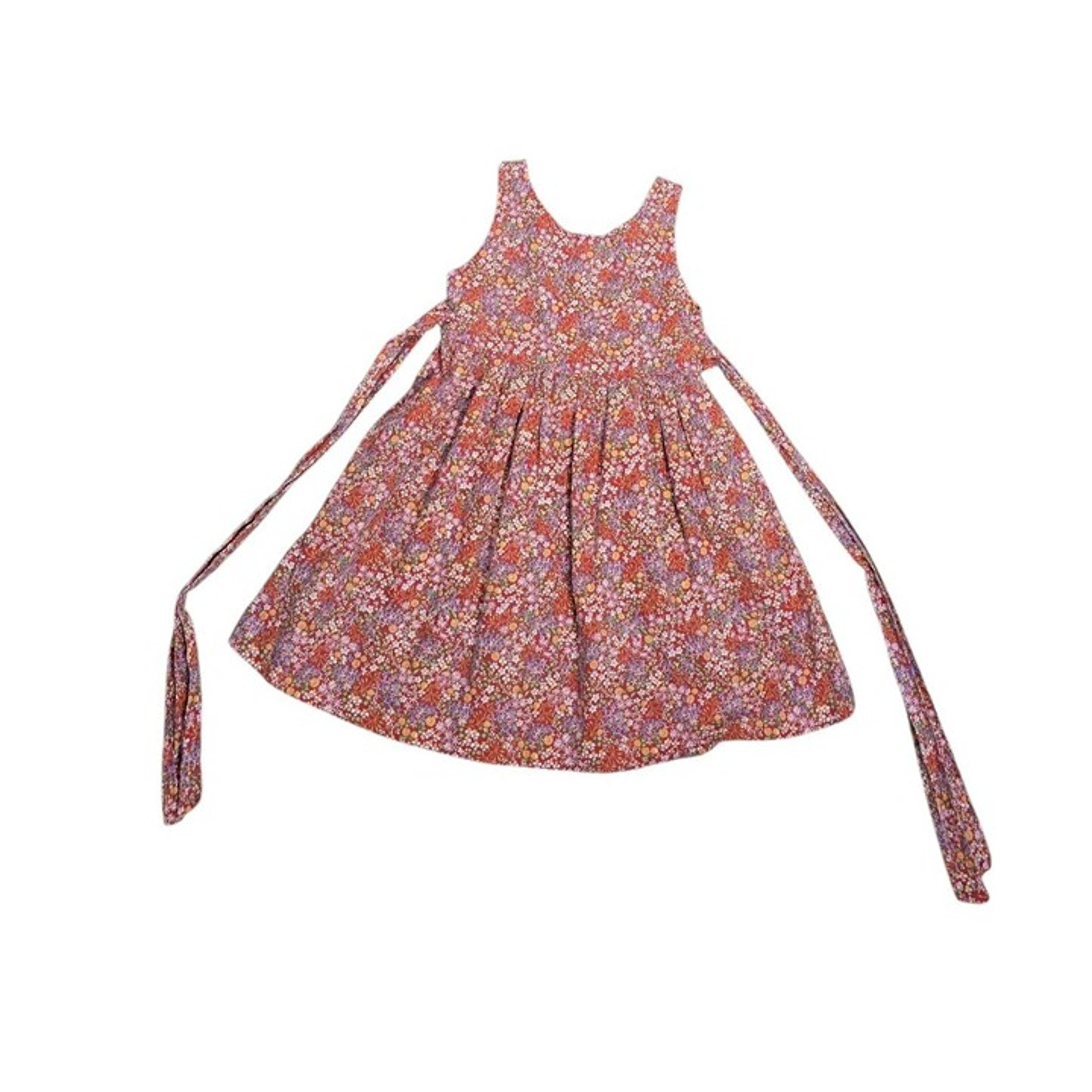 Vintage Girls Dainty Floral Dress Red Purple