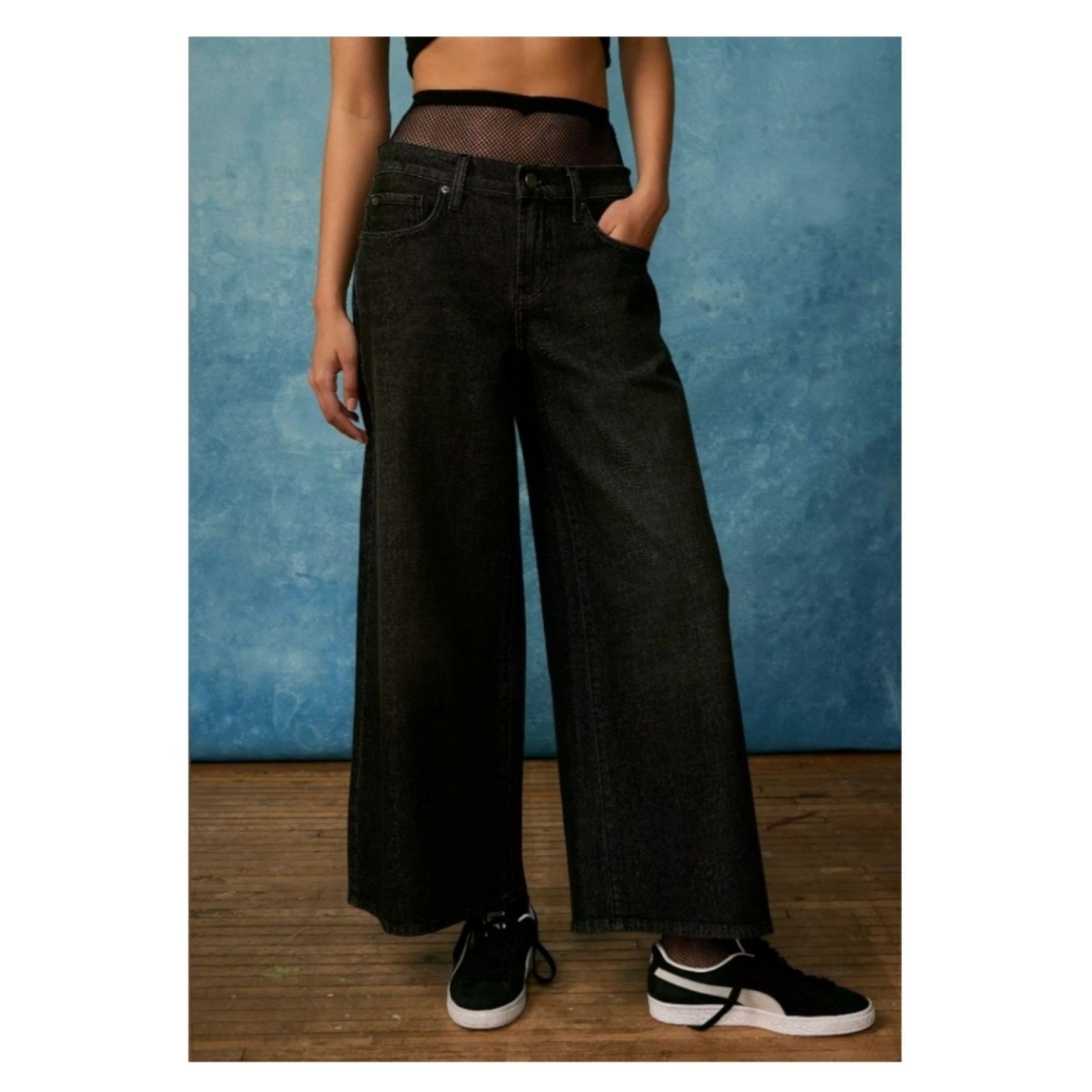 NEW Urban Outfitters BDG Cowboy Crop Wide-Leg Jeans 25 Slouchy Mid Rise Y2K 90s