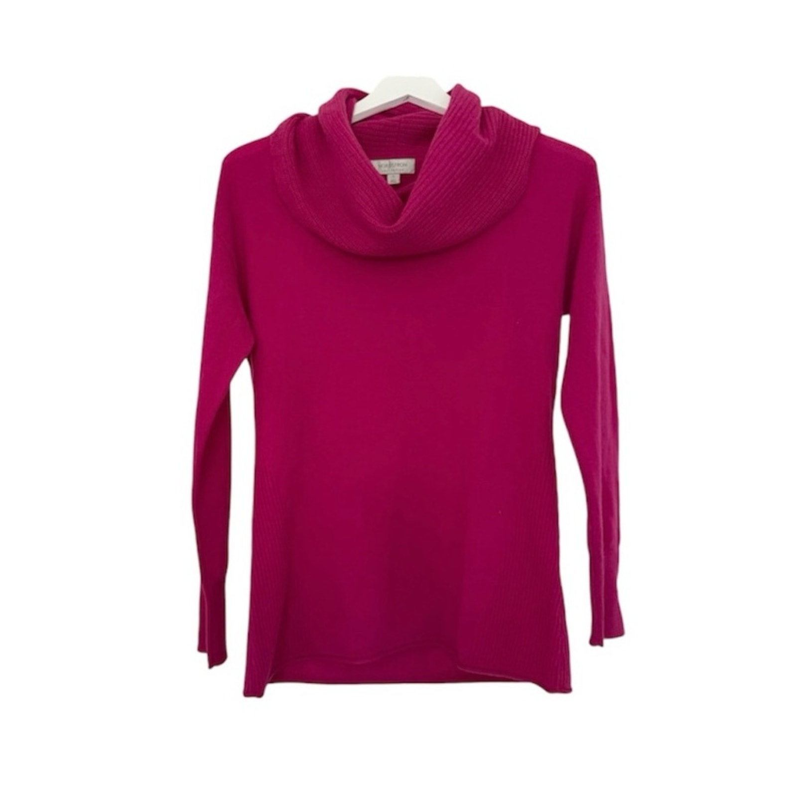Nordstrom 100% Cashmere Bright Pink Cowl Neck Turtleneck Sweater Size Small