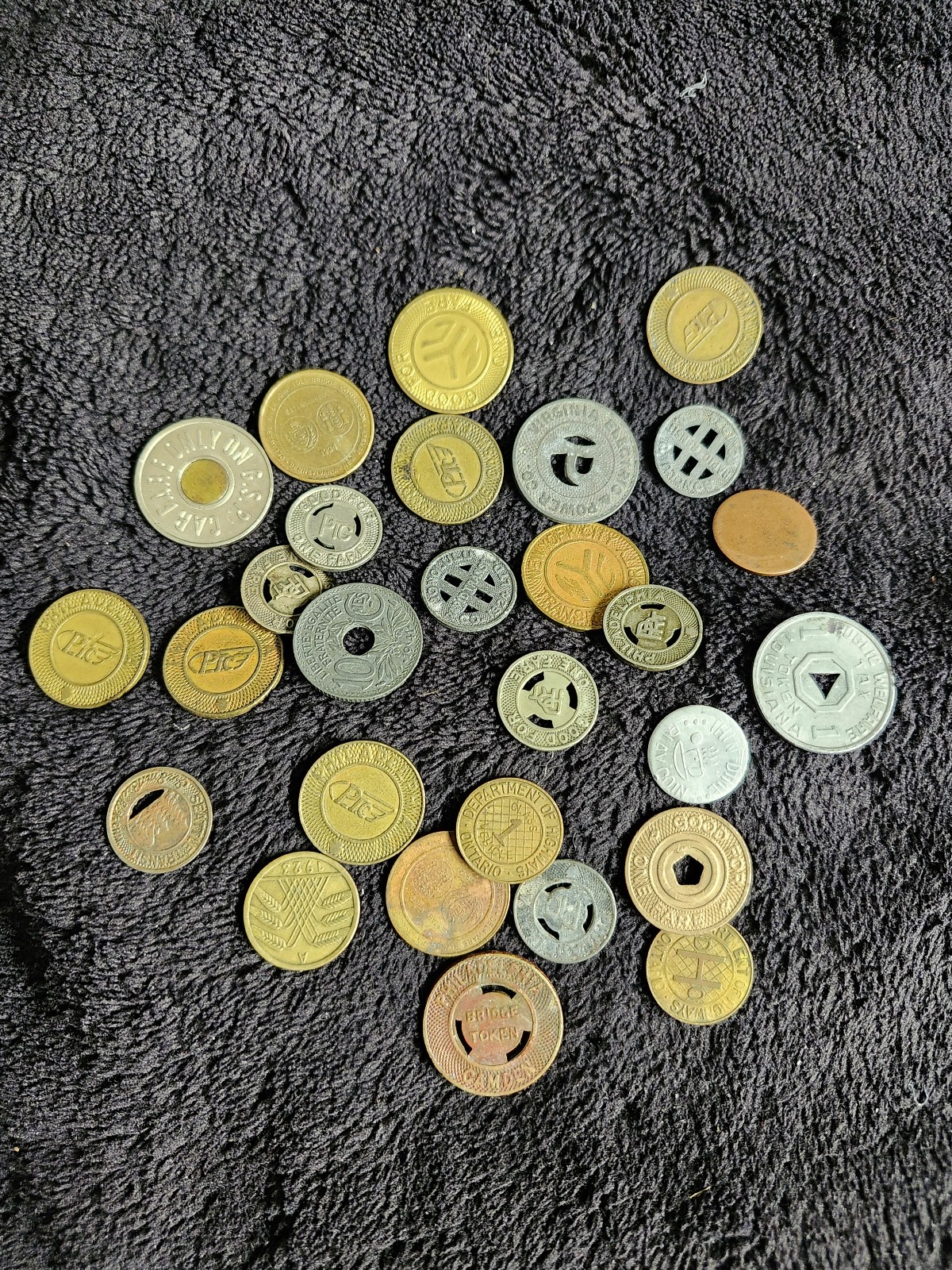 Vintage Bus / Transit /Bridge Token Lot 28 Coins New York, Philly, Seattle, Etc.