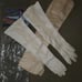 Vintage 1920s Long Leather Boho Crochet Lace Cut-Out Gloves XS