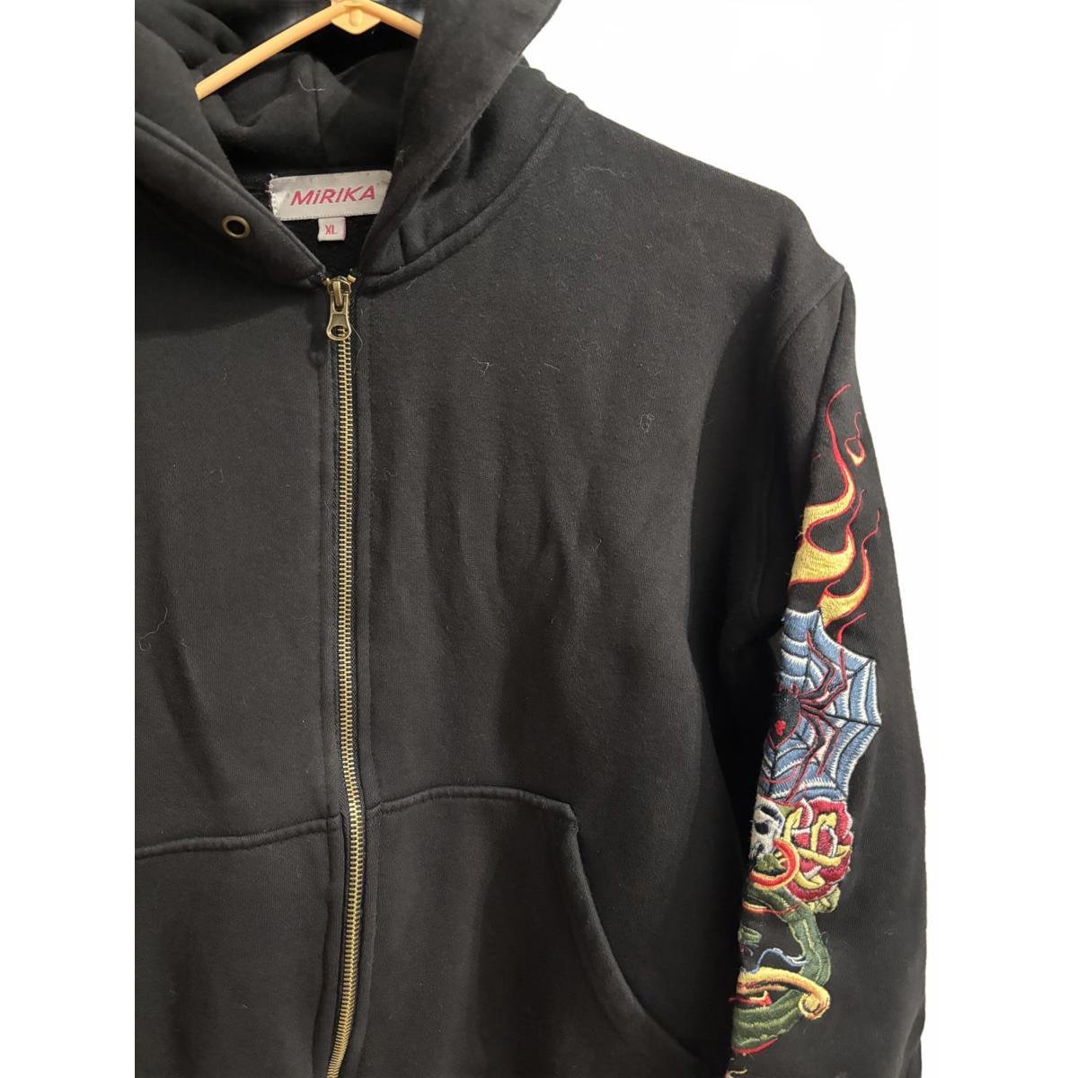 Embroidered Black Zip Hoodie