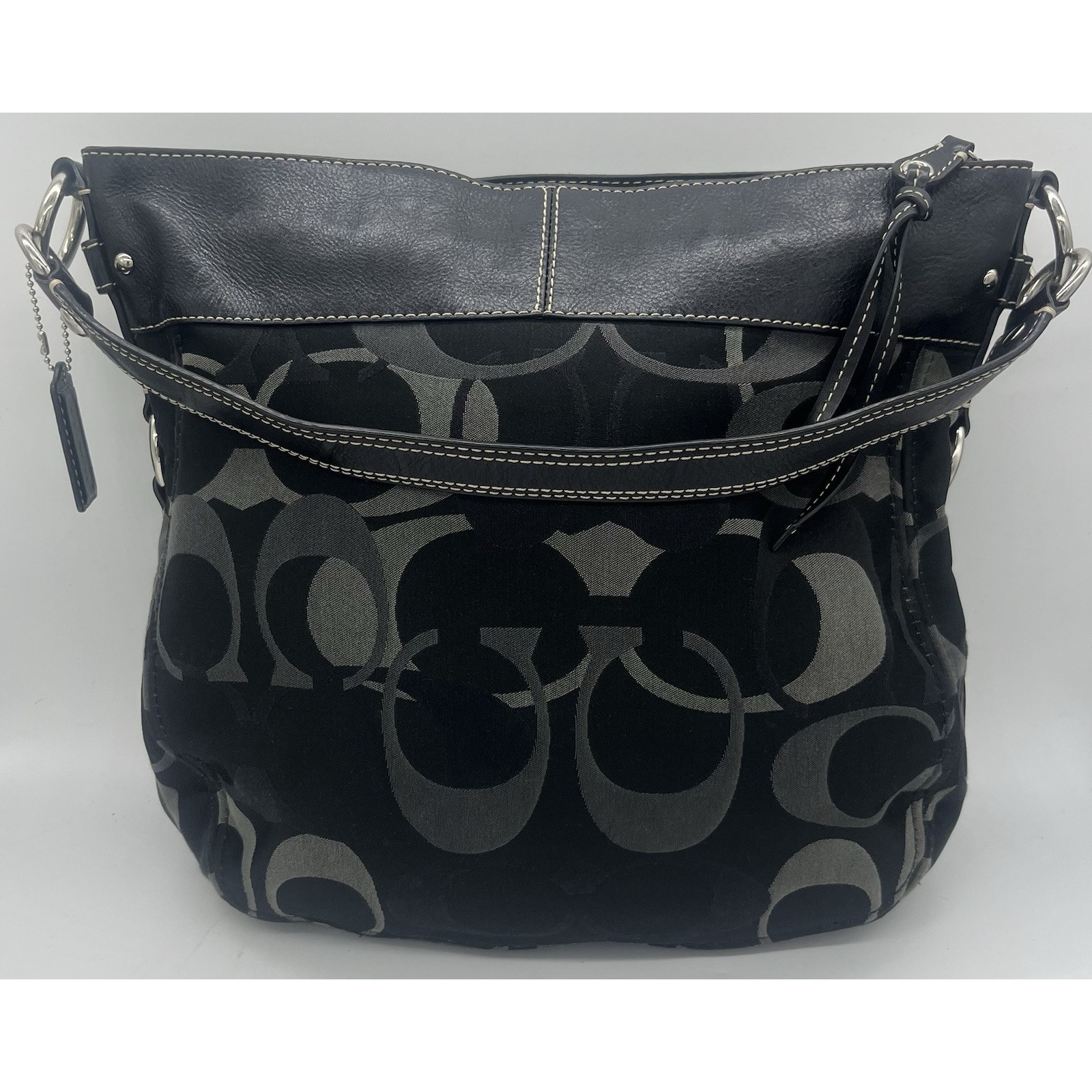 Coach F14710 Signature Jacquard Hobo Style Shoulder Bag Black Gray With COA